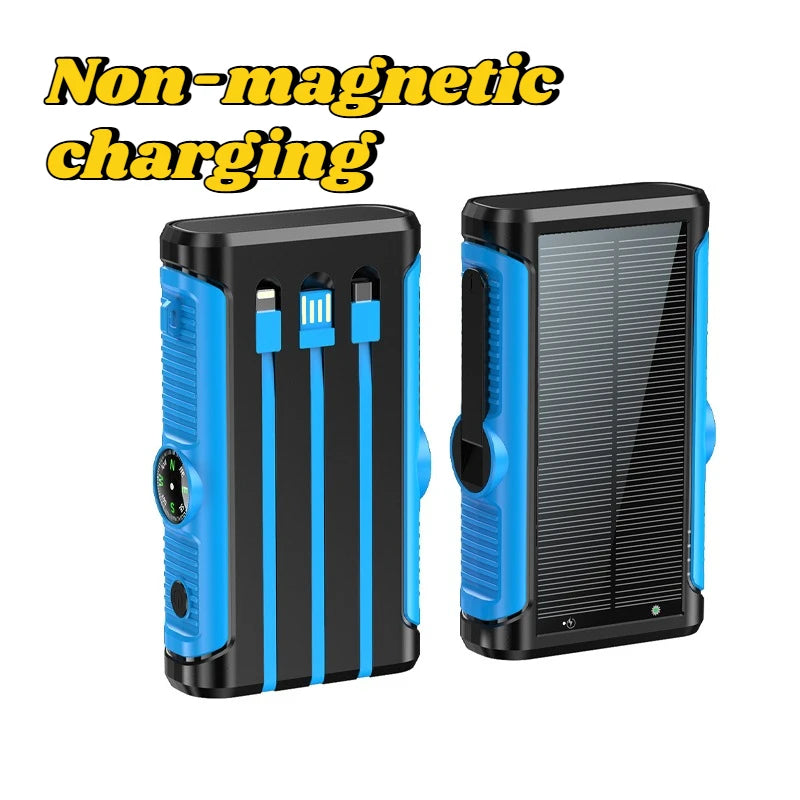 Solar Power Bank 20000mAh 22.5W Magnetic Wireless Hand Crank with Cable