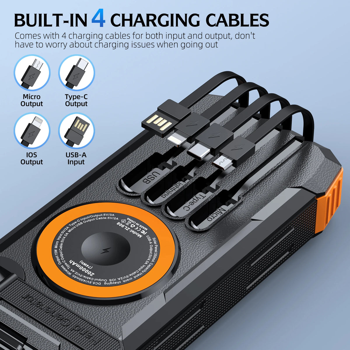 Hand Crank Solar Power Bank 50000mAh
