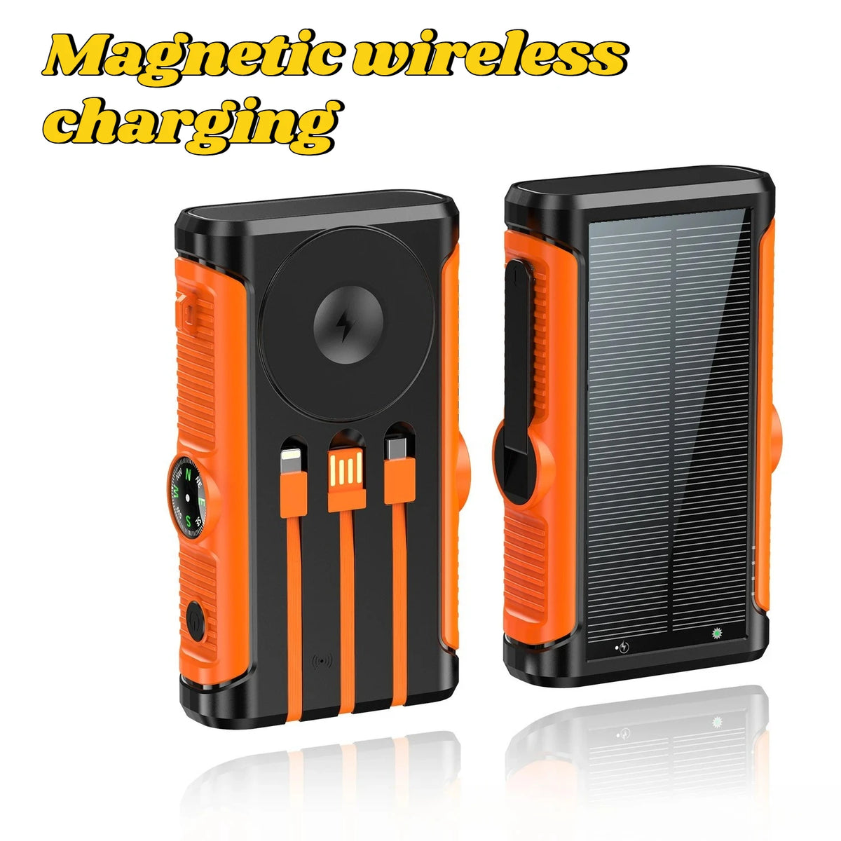 Solar Power Bank 20000mAh 22.5W Magnetic Wireless Hand Crank with Cable