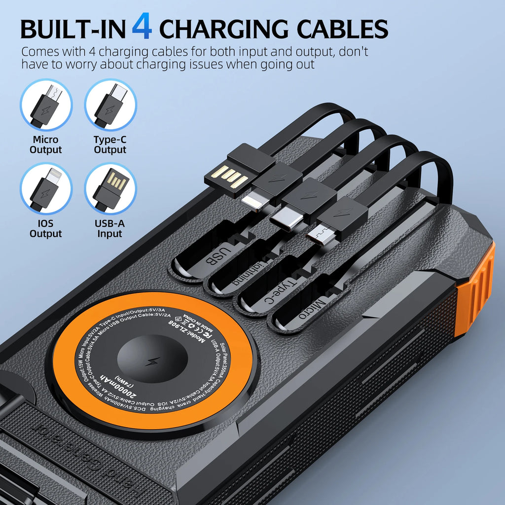 50000mAh Solar Power Bank with Hand Crank Generator