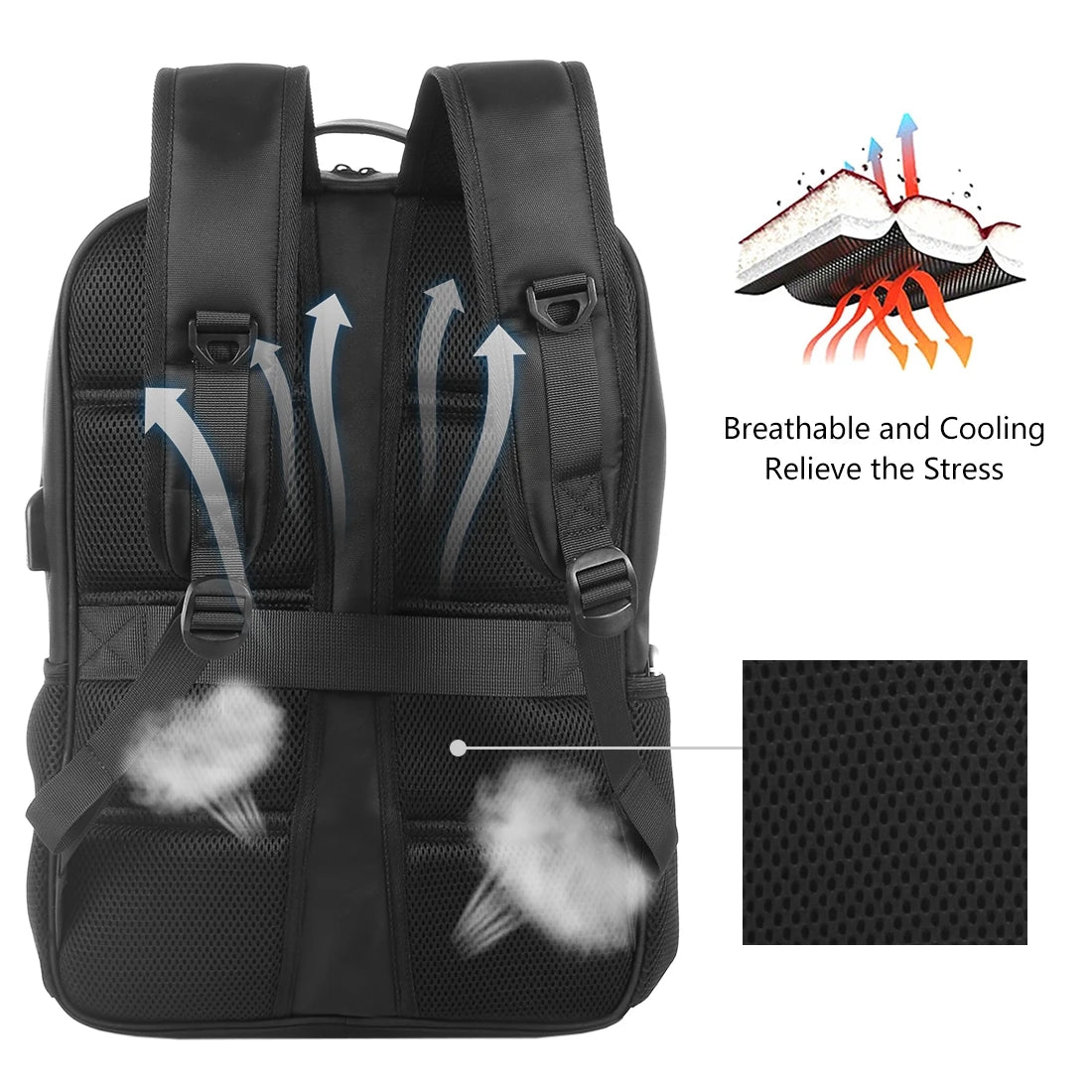 HAWEEL 14W Solar Panel Power Backpack with Handle and 5V / 2.1A Max USB Charging Port