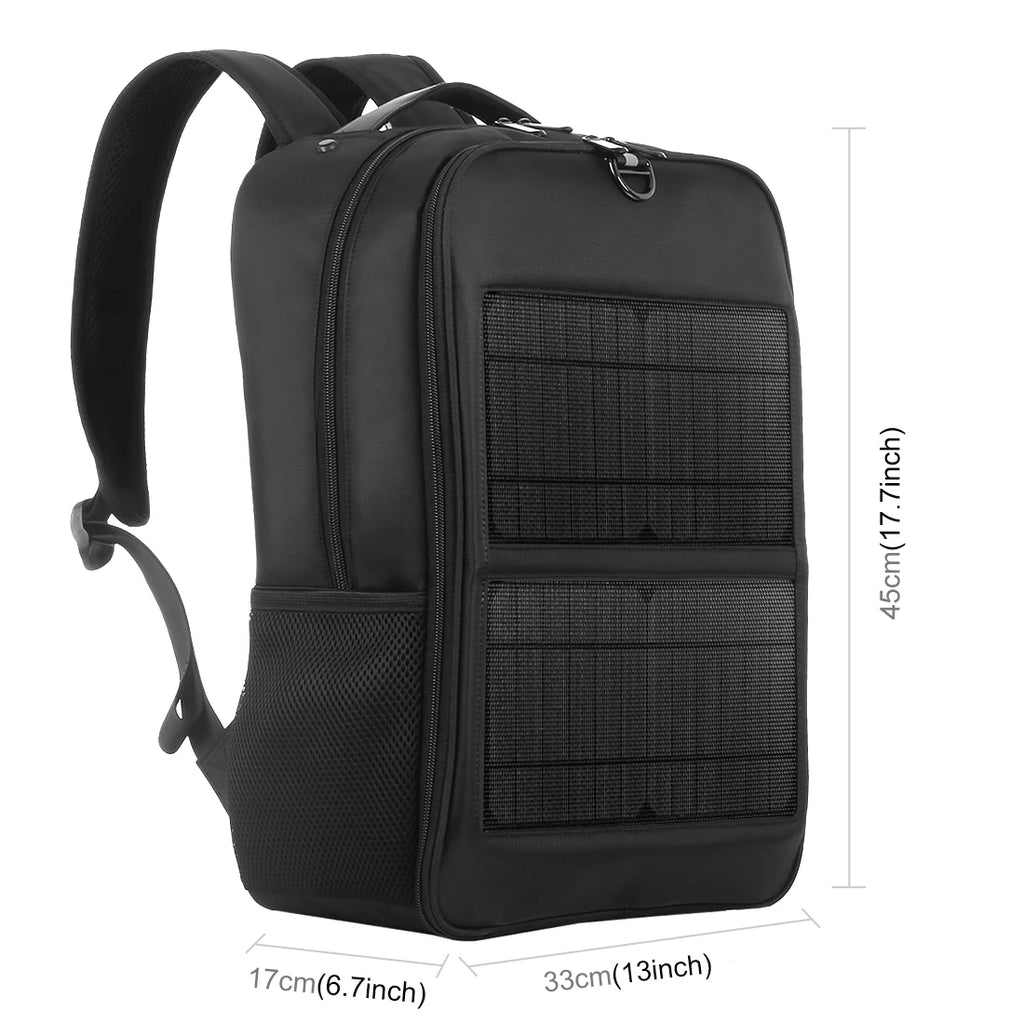 HAWEEL 14W Solar Panel Power Backpack with Handle and 5V / 2.1A Max USB Charging Port