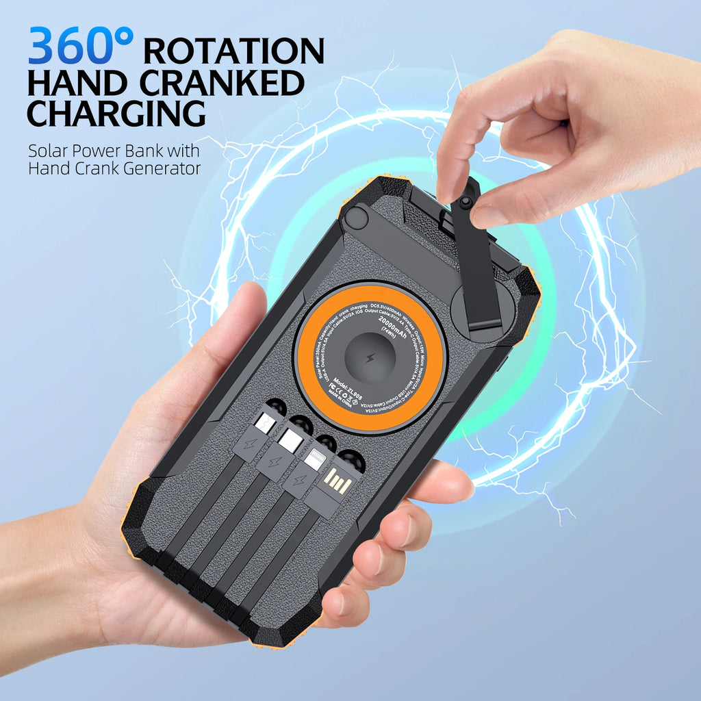 50000mAh Solar Power Bank with Hand Crank Generator