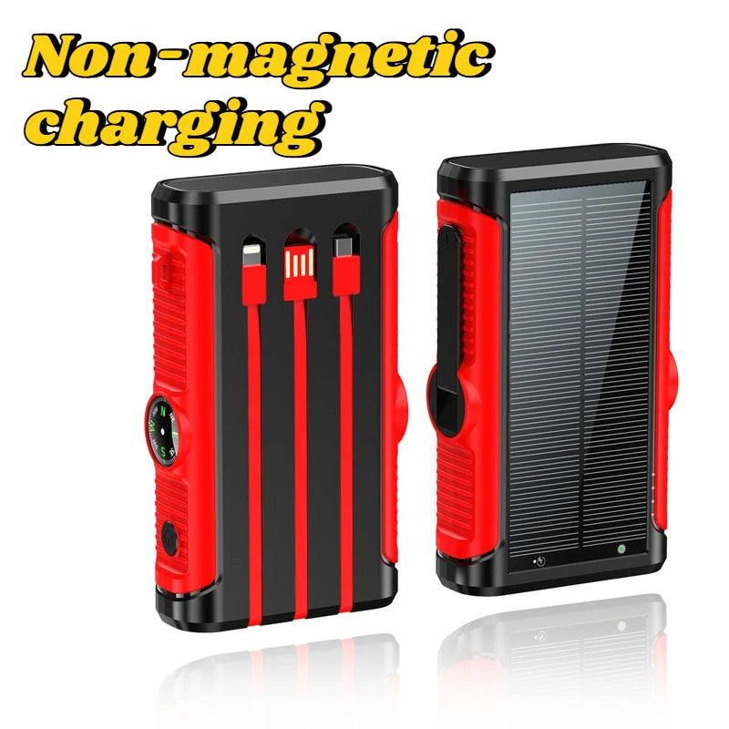 Solar Power Bank 20000mAh 22.5W Magnetic Wireless Hand Crank with Cable