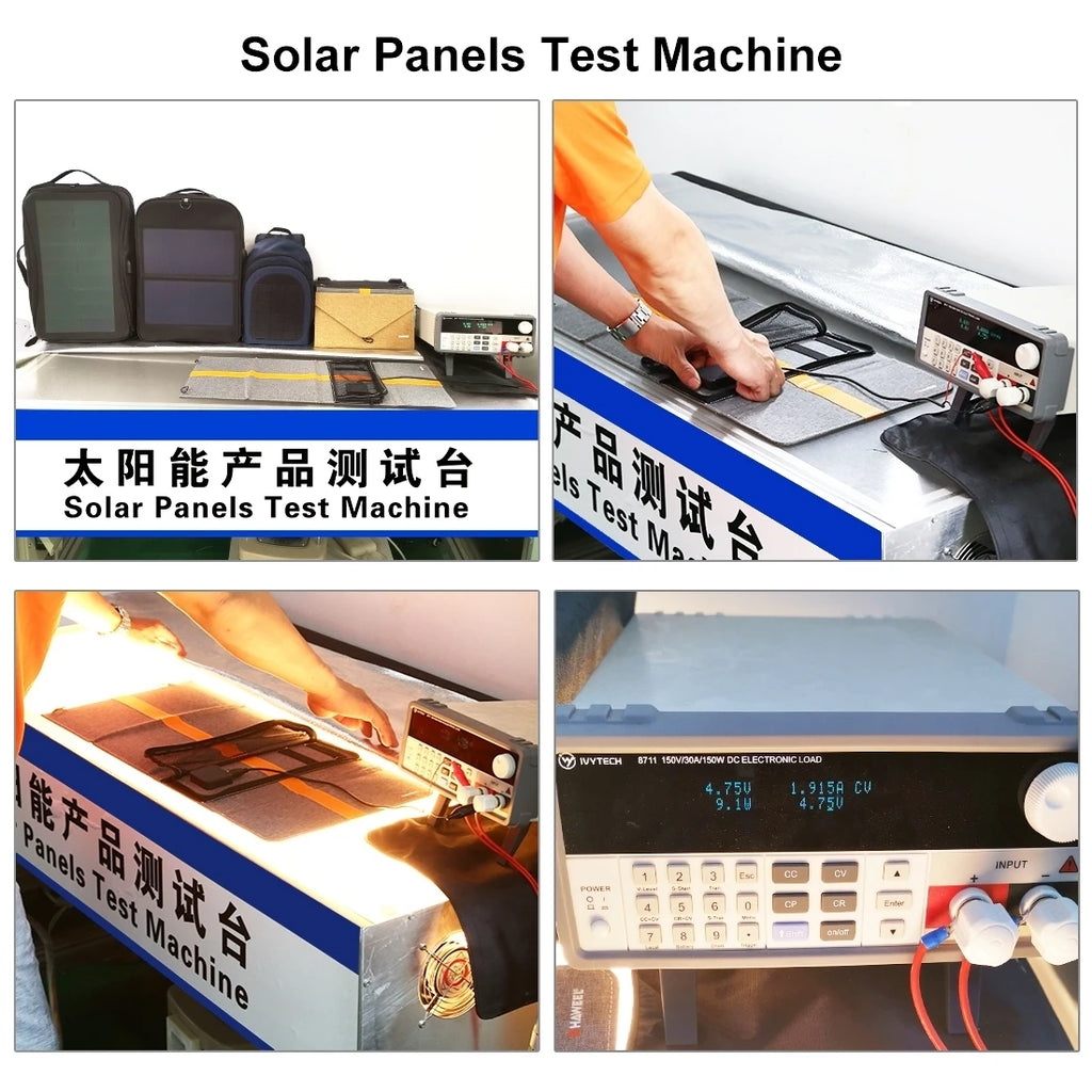 HAWEEL 14W Solar Panel Power Backpack with Handle and 5V / 2.1A Max USB Charging Port