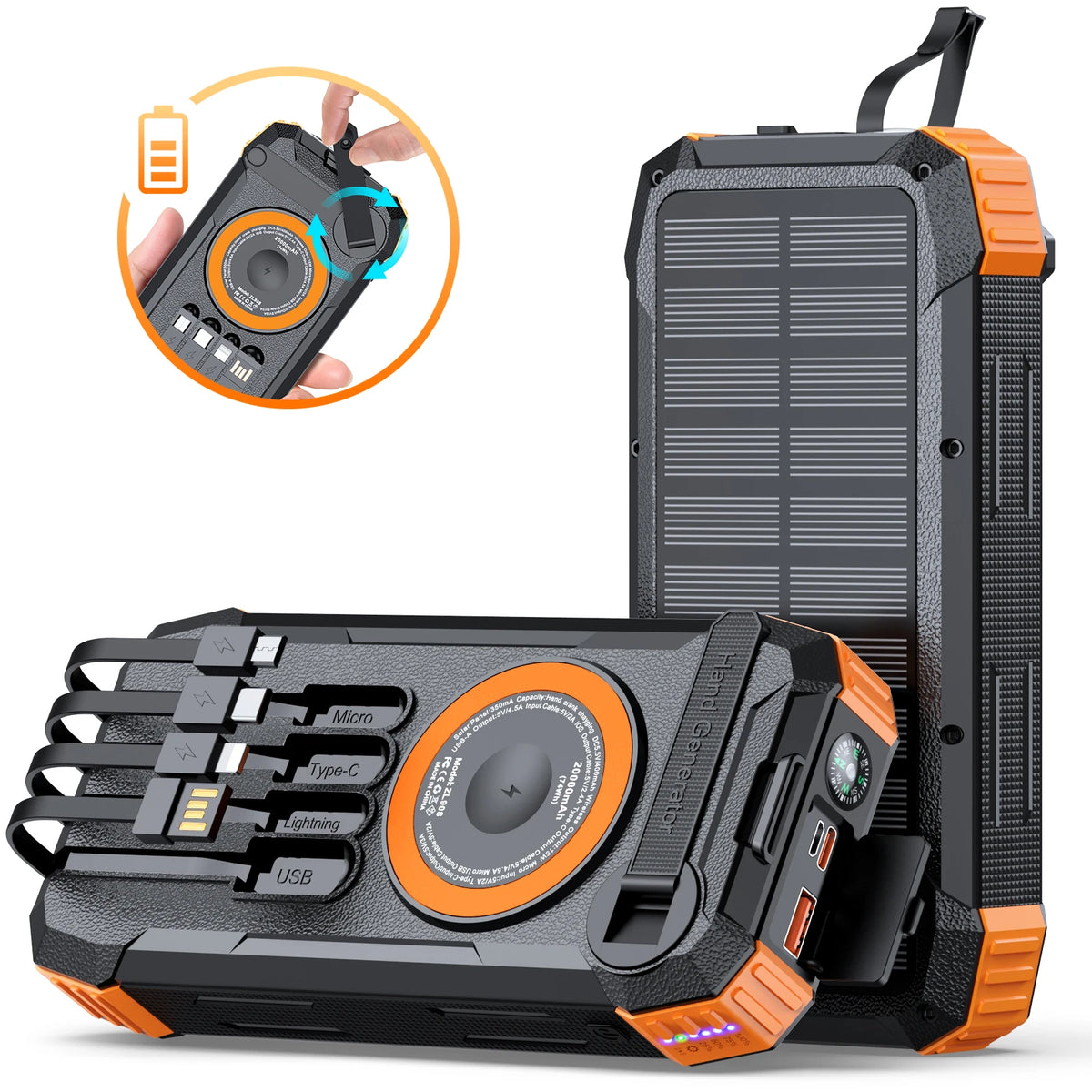 50000mAh Solar Power Bank with Hand Crank Generator