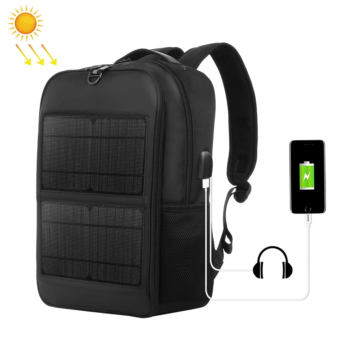 HAWEEL 14W Solar Panel Power Backpack with Handle and 5V / 2.1A Max USB Charging Port