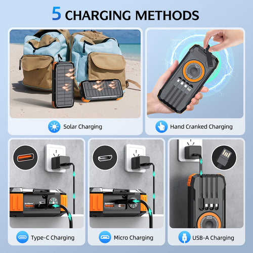 Hand Crank Solar Power Bank 50000mAh