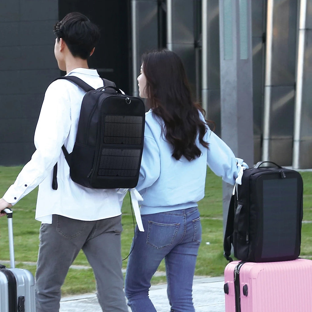 HAWEEL 14W Solar Panel Power Backpack with Handle and 5V / 2.1A Max USB Charging Port