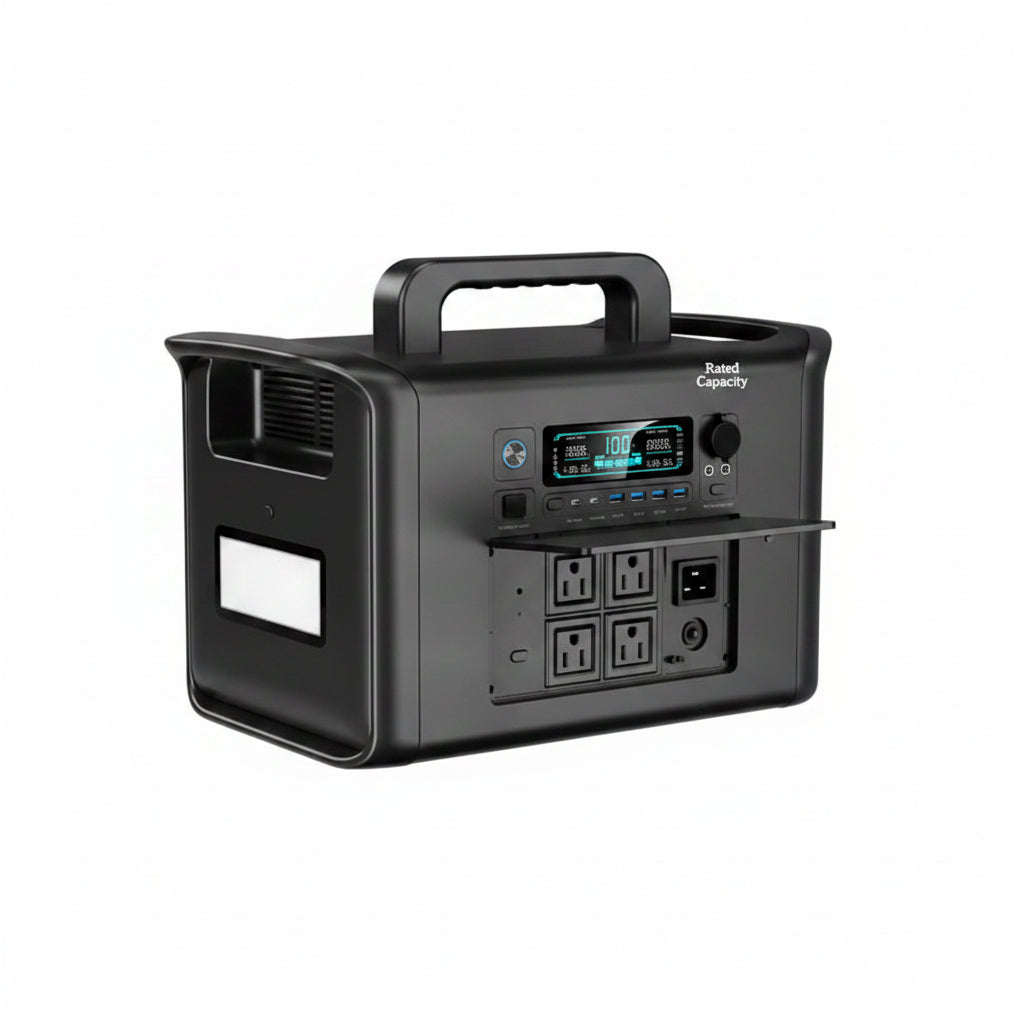 Ctolity power station with specifications and accessories on a purple background